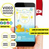 Patito de goma, invitación de vídeo animada