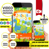 Invitación animada de cumpleaños con dinosaurio bebé: video personalizado para fiesta