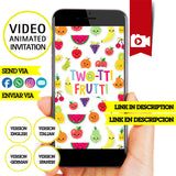 Invitación de cumpleaños animada de TWOtti frutti: invitación personalizada para fiesta