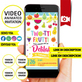 Invitación de cumpleaños animada de TWOtti frutti: invitación personalizada para fiesta