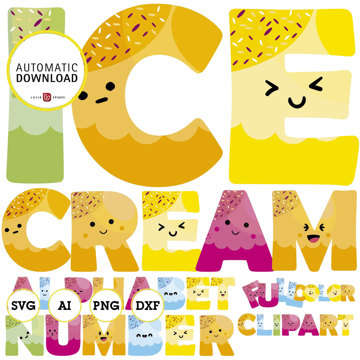 Ice cream, alphabet Phigraphic
