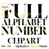 Clipart imprimible del alfabeto inspirado en notas musicales