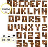 Clipart imprimible del alfabeto inspirado en Minecraft