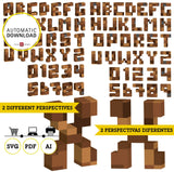 Clipart imprimible del alfabeto inspirado en Minecraft