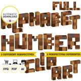 Clipart imprimible del alfabeto inspirado en Minecraft