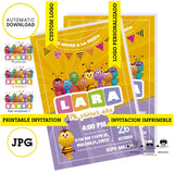 Bichikids invitación, logo y texto personalizados, Bichikids JPG, invitación digital y para imprimir, cumpleaños temáticos