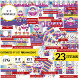 Vera y el reino arcoiris, kit imprimible, logo y texto personalizado, Vera JPG, 23 piezas descargables digitales, cumpleaños temáticos