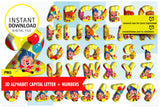 Alfabeto imprimible inspirado en Plim Plim (letras PNG)