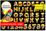 Alfabeto imprimible inspirado en Plim Plim (letras PNG)