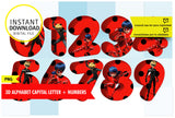Alfabeto imprimible inspirado en Ladybug Miraculous (letras PNG)