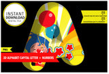 Alfabeto imprimible inspirado en Plim Plim (letras PNG)