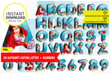 Alfabeto imprimible inspirado en La Sirenita (letras PNG)