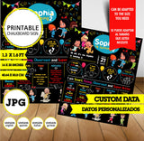 Cleo y Cuquín, cartel de pizarra