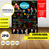 Cleo y Cuquín, cartel de pizarra