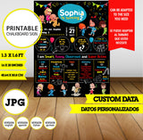 Cleo y Cuquín, cartel de pizarra