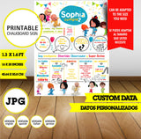 Cleo y Cuquín, cartel de pizarra