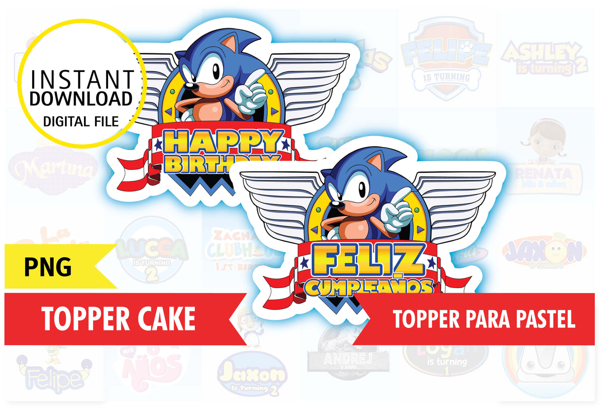 Sonic, printable topper cake – Phigraphic