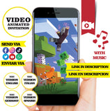 Minecraft, Animated video Invitation, logo and personalized data