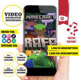 Minecraft, Animated video Invitation, logo and personalized data