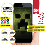 Minecraft, Animated video Invitation, logo and personalized data