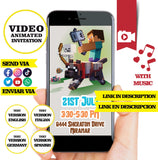 Minecraft, Animated video Invitation, logo and personalized data