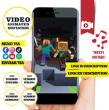 Minecraft, Animated video Invitation, logo and personalized data
