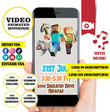 Minecraft, Animated video Invitation, logo and personalized data