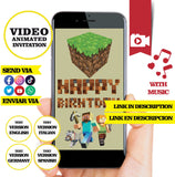 Minecraft, Animated video Invitation, logo and personalized data