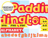 Paddington Bear, alphabet, SVG, PNG, PDF files