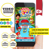 Paw patrol, pool party, Animated video Invitation