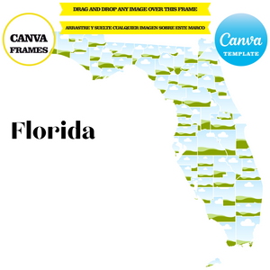 Florida maps, element frame, USA state, drag and drop in canva