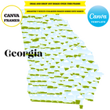 Georgia maps, element frame, USA state, drag and drop in canva