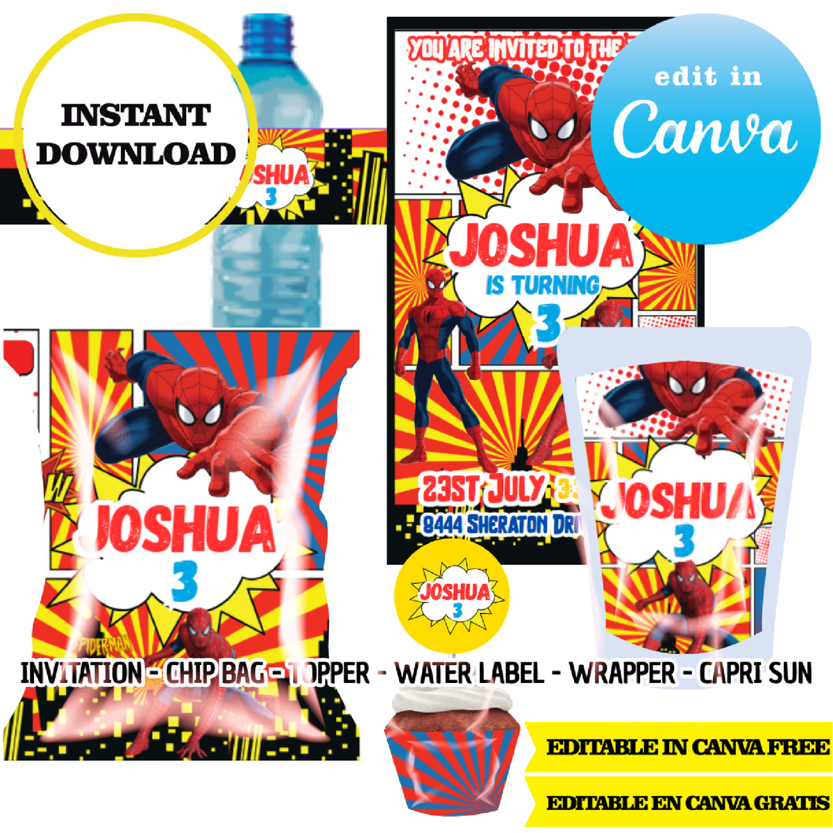Spiderman – Canva Templates (Chip Bags, Labels & More) – Phigraphic