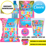 Pool party, editable template, CANVA