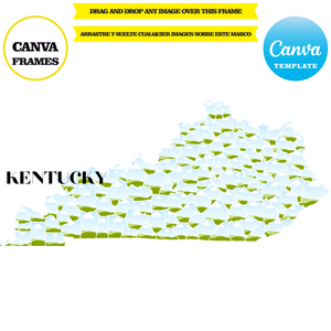 Kentucky maps, element frame, USA state, drag and drop in canva