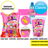 Biper y sus amigos, editable template, Canva editable instant digital download, chip bag, topper, label