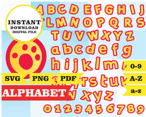 Paddington Bear, alphabet, SVG, PNG, PDF files