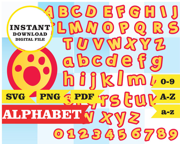 Paddington Bear, alphabet, SVG, PNG, PDF files