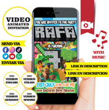 Minecraft, Animated video Invitation, logo and personalized data