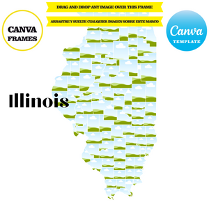 Illinois maps, element frame, USA state, drag and drop in canva