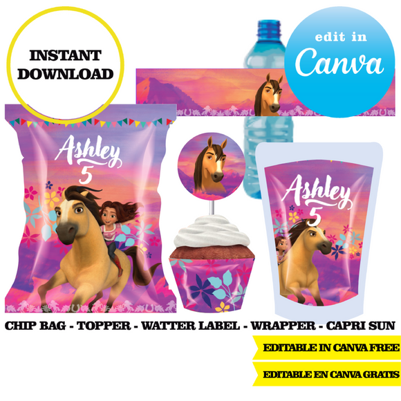 Spirit, editable template, Canva editable instant digital download, chip bag, topper, label