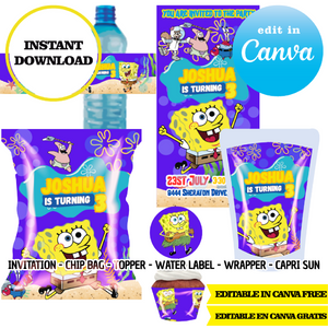 Sponge Bob – Canva Templates (Chip Bags, Labels & More)