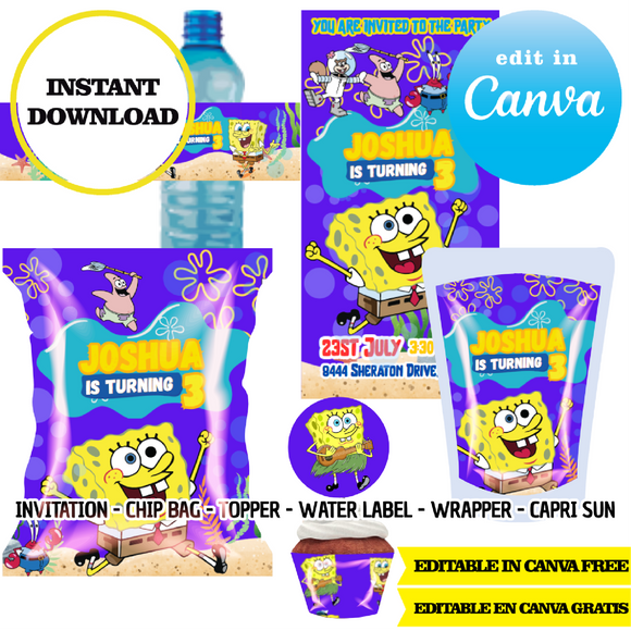 Sponge Bob – Canva Templates (Chip Bags, Labels & More)
