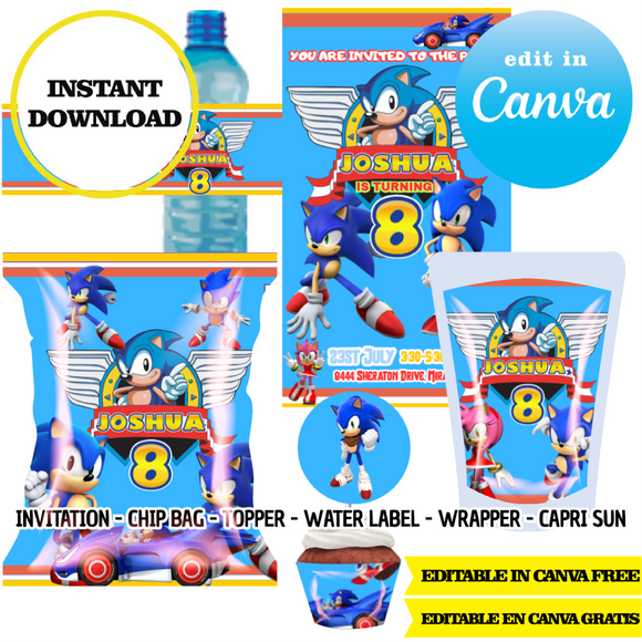 Sonic, Canva Templates (Chip Bags, Labels & More)