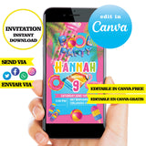 Pool party, editable invitation template in Canva free digital download, invitation pdf