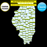 Illinois maps, element frame, USA state, drag and drop in canva