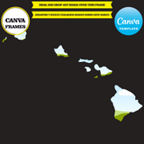 Hawaii maps, element frame, USA state, drag and drop in canva