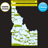 Idaho maps, element frame, USA state, drag and drop in canva