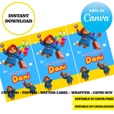 Paddington bear, editable template, Canva editable instant digital download, chip bag, topper, label