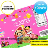 Mickey Farm, editable template, Canva editable instant digital download, chip bag, topper, label